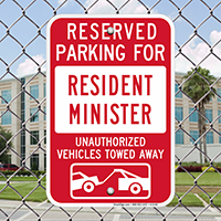 Reserved Parking For Resident Minister Signs