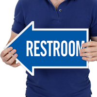 Restroom, Left Die Cut Directional Signs