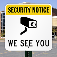 Security Notice Sign with Video Camera Graphic