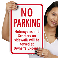 No Parking Motorcycles And Scooters On Sidewalk Signs