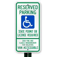 South Dakota Reserved Parking, Van Accessible Signs