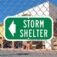 Storm Shelter Left Arrow Sign