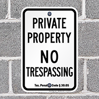 Texas No Trespassing Sign