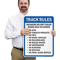 Track Rules Sneakers Sign
