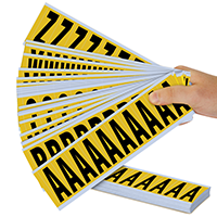 2"Mylar Numbers and Letters Black on yellow Azkit