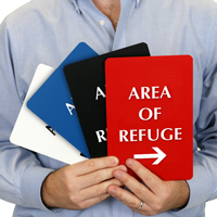 Area Of Refuge Right Arrow Braille Sign