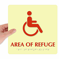 Area Of Refuge Handicapped Sign with Braille
