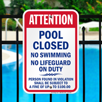 Pool Closed No Swimming Kentucky Sign