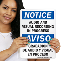 Bilingual Audio Visual Recording In Progress Sign