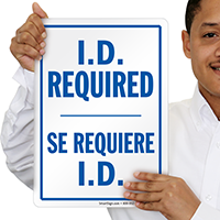 Bilingual I.D. Required Visitor Sign