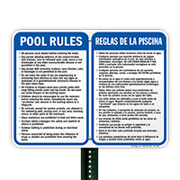 Bilingual Pool Area Rules Sign