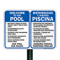 Bilingual Private Pool Area Rules Sign