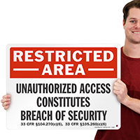 Restricted Area, Breach Of Security Marsec Sign