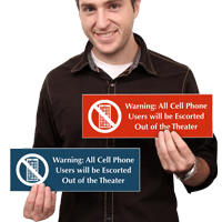 Cell Phone Users Escorted Out Sign
