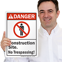 Construction Site No Trespassing ANSI Danger Sign