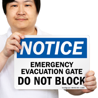 Emergency Evacuation Gate Sign