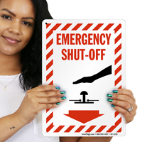 Shut Off Stripped Border Sign