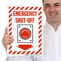 Shut Off Stripped Border Sign
