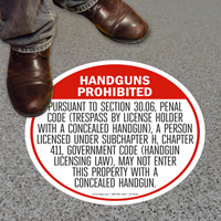No Firearms Permitted Floor Sign