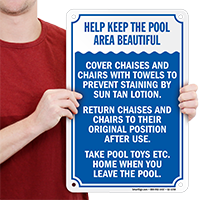Help Keep Pool Area Beautiful Sign