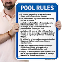 Pool Rules Sign for Massachusetts