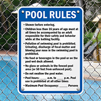 Pool Rules Sign for New York