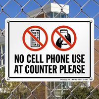 No Cell Phone At Counter Sign