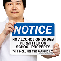 Notice No Drugs Permitted On School Property Sign