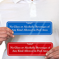 No Glass, Alcoholic Beverages In Pool Area Sign