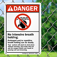 No Intensive Breath Holding Pool Danger Sign