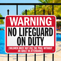No Lifeguard On Duty Minnesota Pool Sign