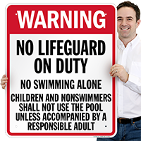 Pennsylvania No Lifeguard On Duty Sign