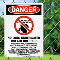 No Long Breath Holding Pool Sign