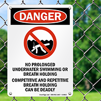 No Prolonged Underwater Swimming Pool Sign