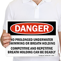 No Prolonged Underwater Swimming Danger Sign
