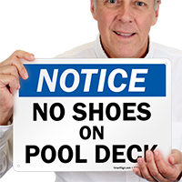 Notice, No Shoes Pool Deck Sign
