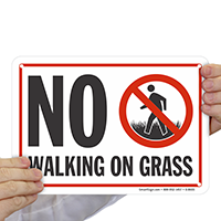No Walking On Grass Sign