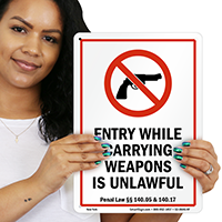 New York Firearms And Weapons Law Sign