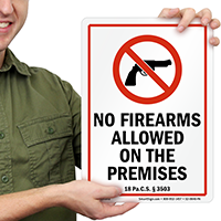 Pennsylvania Firearms And Weapons Law Sign