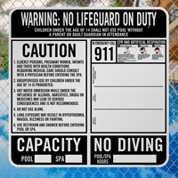 Pool Warning No Lifeguard On Duty Sign