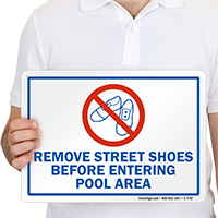 Remove Street Shoes Pool Rules Sign