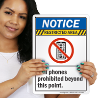 Restricted Area Cell Phones Prohibited Sign