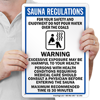 Sauna Regulations, Warning Message Sign
