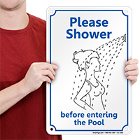 Shower Before Entering The Pool Sign