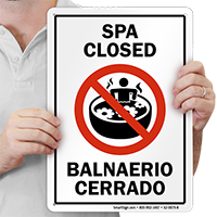 Bilingual Spa Closed Sign With Graphic