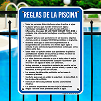 Spanish Pool Area Rules Sign