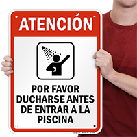 Spanish Shower Before Entering Pool Sign