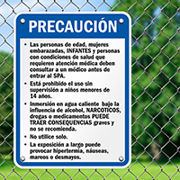 California Spanish Spa Safety Rules Sign