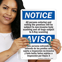 Bilingual Subject To Scanning Sign
