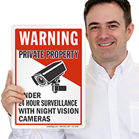 Under 24 Hour Surveillance Private Property Sign